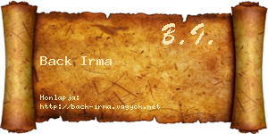 Back Irma névjegykártya