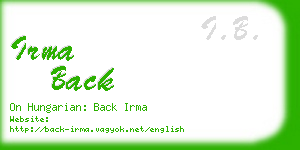 irma back business card
